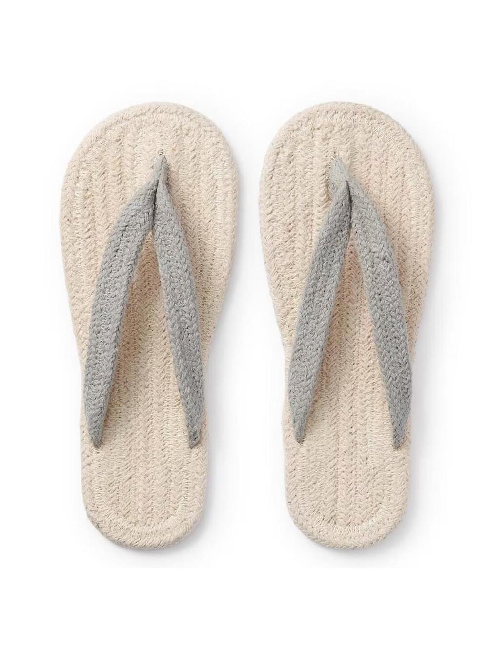 MUJI Cotton Slippers Unisex M Sandals JP 23.5-25cm (US W6H-8 / M5H-7) Grey